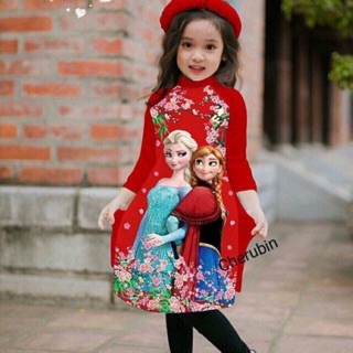 Áo dài cách tân elsa cho bé