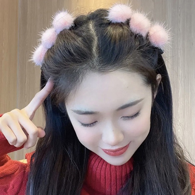 Kẹp tóc mái bông gòn tạo kiểu dễ thương phong cách Hàn Quốc cho nữ