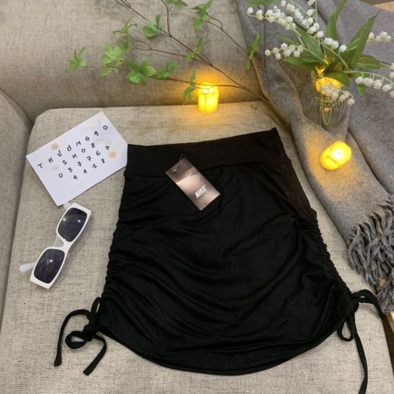 Chân váy ngắn RÚT DÂY 2 BÊN THUN LẠNH ôm body, có quần trong THƯƠNG90 SHOP