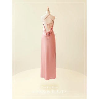 Váy Lụa Cổ Yếm Cột Dây Hở Lưng Form Maxi - Free size - Váy Lụa Thiết Kế Cao Cấp