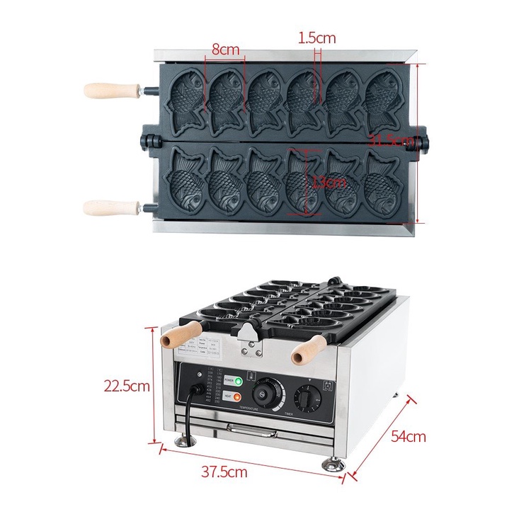 Máy làm bánh cá taiyaki dùng điện 6 con-bảo hành 1 năm