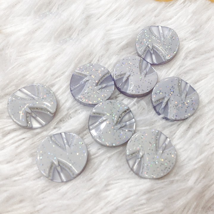 Cúc áo kiểu nhiều màu nút com lê trang trí hoa văn 3d kim tuyến size 1.8cm