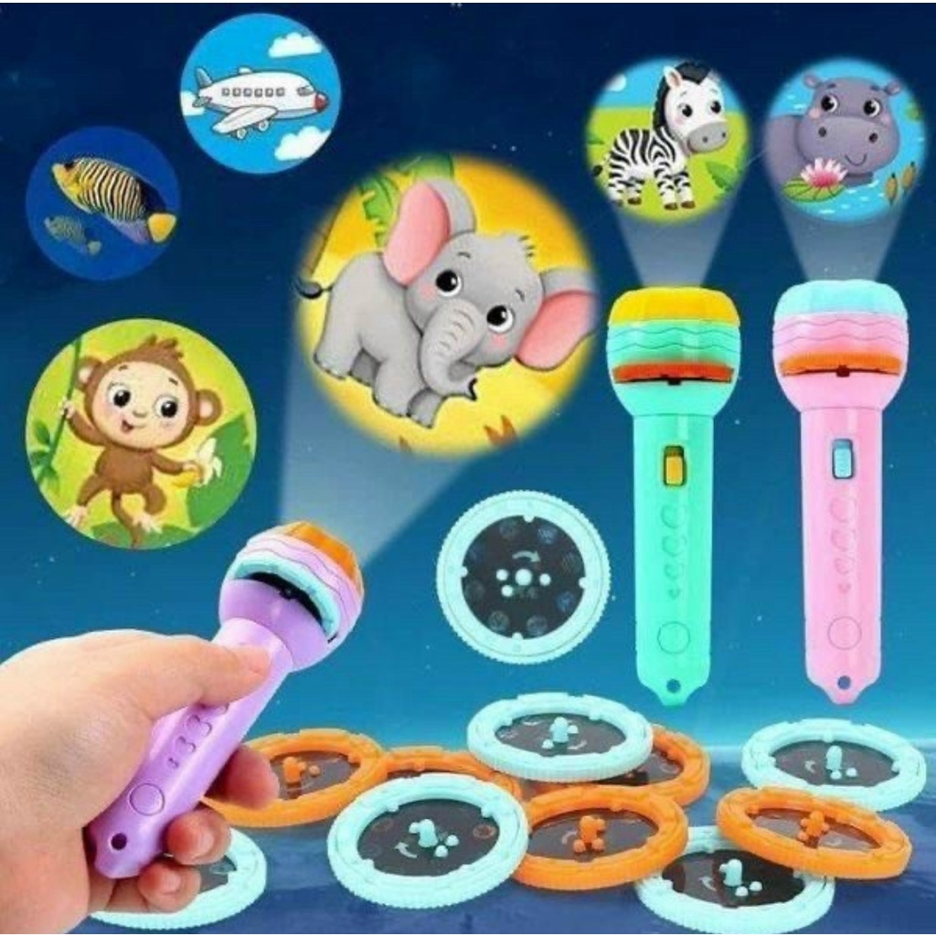 Đèn Pin Chiếu Hình Động Vật Ngỗ Nghĩnh - Đồ Chơi Phát Triển Trí Tuệ Cho Bé