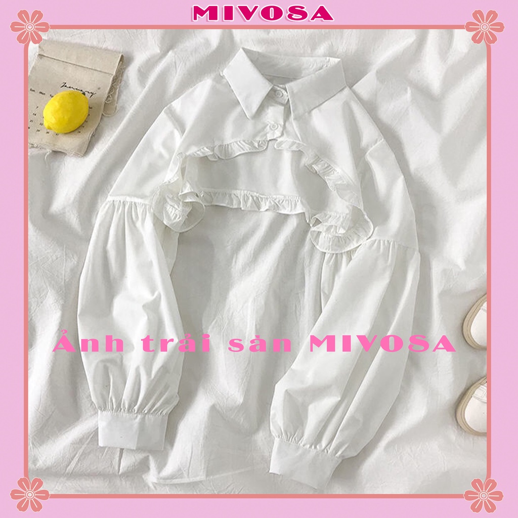 Set váy 2 dây body xòe mix áo sơ mi nữ bánh bèo croptop dài tay nữ đồ bộ nữ tiểu thư xinh xắn MIVOSA VA001 | BigBuy360 - bigbuy360.vn