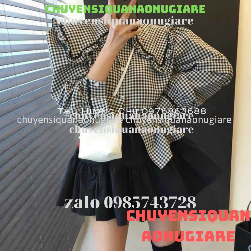 Áo sơ mi nữ cổ bèo , áo babydoll tay bèo hàng QCCC loại 1 A00013 kaca chuyensiquanaonugiare