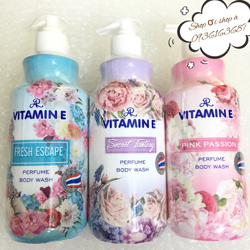 🌸 Sữa tắm dưỡng da nước hoa Aron Vitamin E Thái Lan 500mL siêu thơm