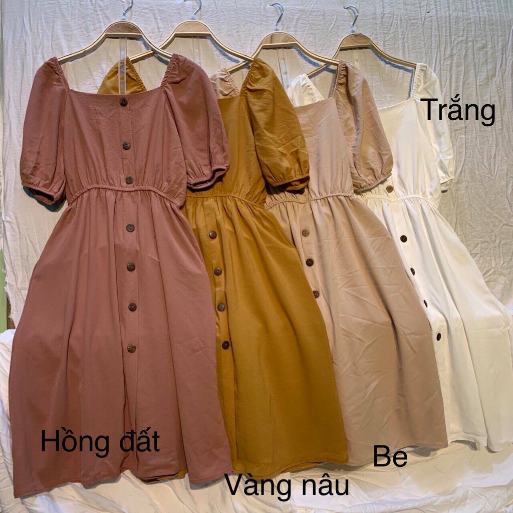 Váy cổ vuông cúc dọc | BigBuy360 - bigbuy360.vn
