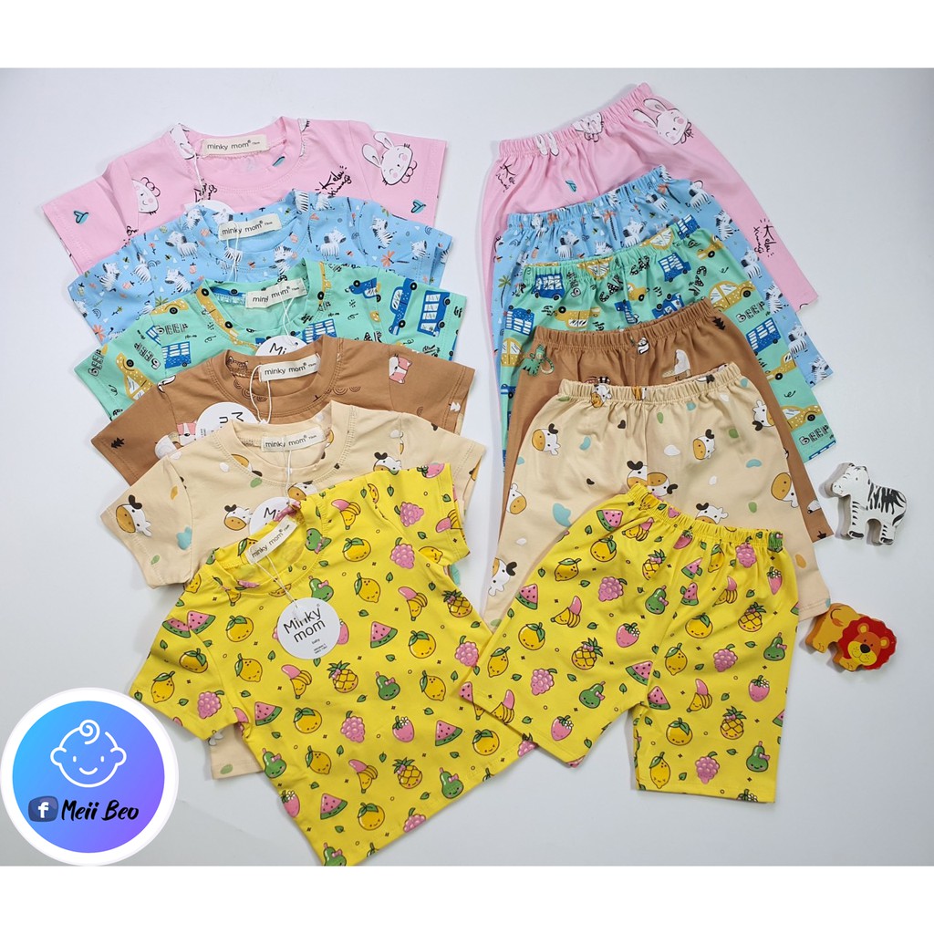 SALE  Bộ Minky Mom Cotton 100 %  Họa Tiết Trái Cây Cho Bé( 10-20kg) Meii Beo Shop