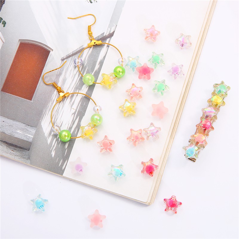 BEADIA Bộ Hạt Nhựa Acrylic Trong Suốt/Sợi Sao Năm Cánh/Tròn Làm Trang Sức
