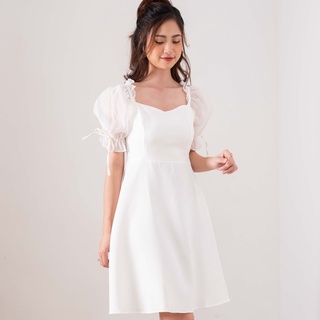 Váy trắng tiểu thư cổ vuông dự tiệc đi chơi siêu xinh