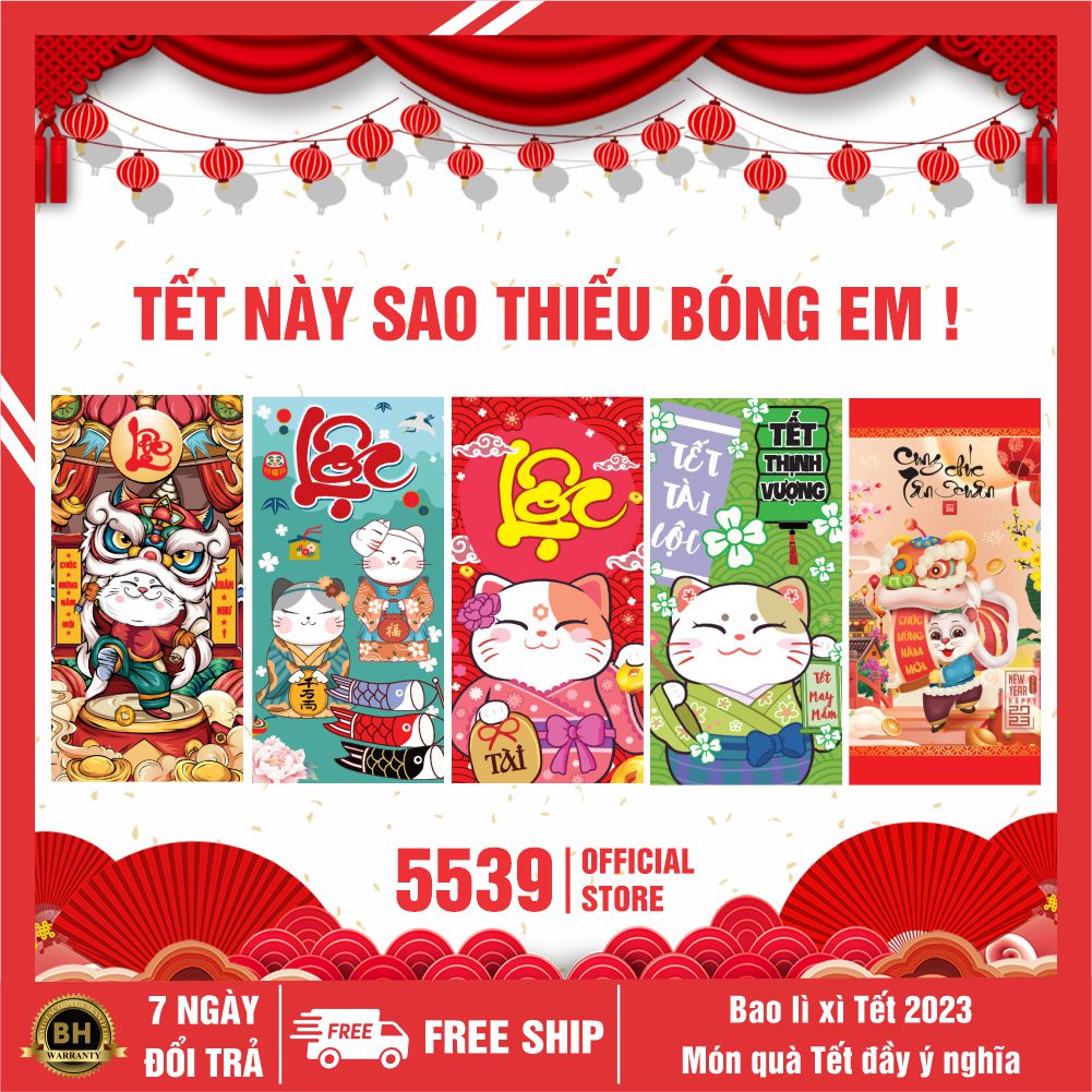 Bao lì xì 2023 ⚡️ Giá sỉ ⚡️ Combo 500 bao lì xì tết 2023 đẹp độc lạ nhiều mẫu lựa chọn 1 túi 10 cái 1 mẫu - Shop 5539