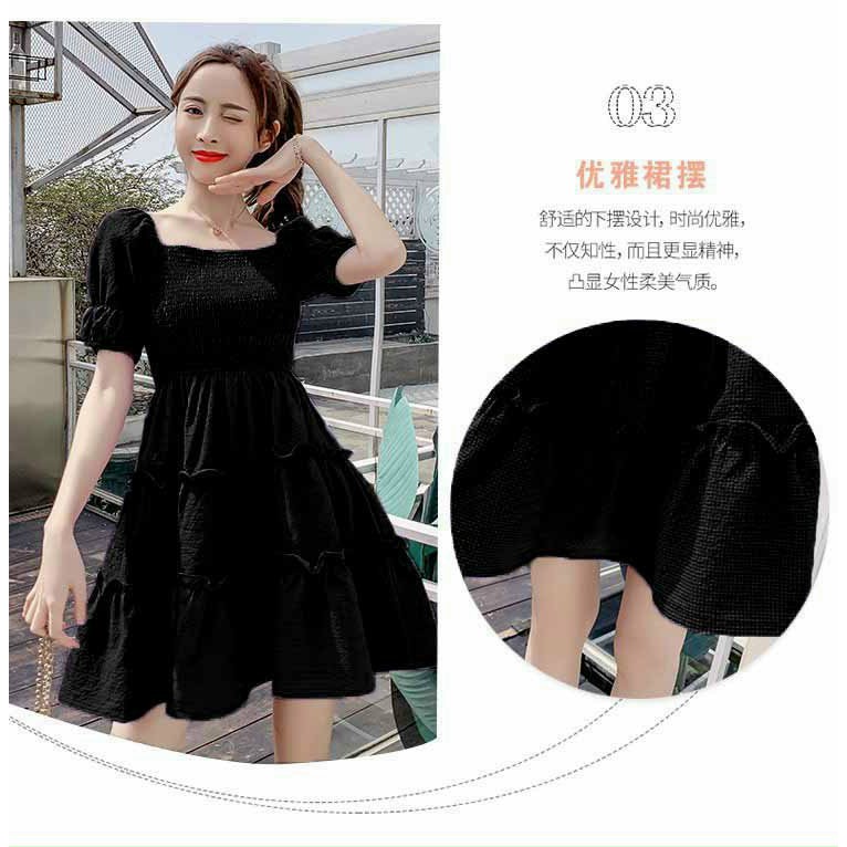 Đầm Nhún Ngực Tay Phồng 3 Tầng Ulzzang  - DT109