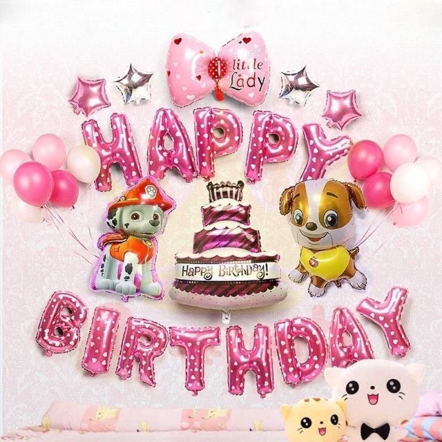 [Ảnh thật] Set trang trí sinh nhật bé gái TẶNG KÈM bơm bóng, keo dán tùy combo