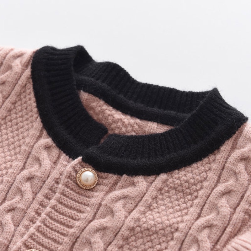 Bộ đồ BEAR LEADER gồm áo sweater dệt kim diềm xếp nếp và chân váy màu trơn dễ thương thời trang 2022 dành cho trẻ em