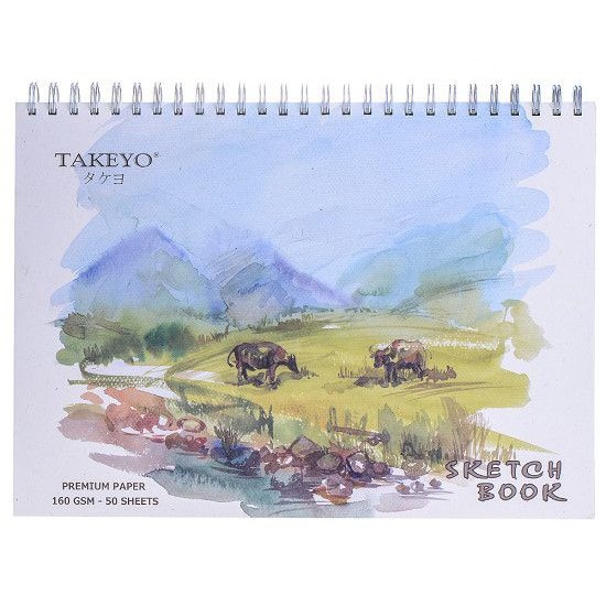 Sổ vẽ lò xo Takeyo B4 giấy màu ngà Sketch Book TMG- 8525