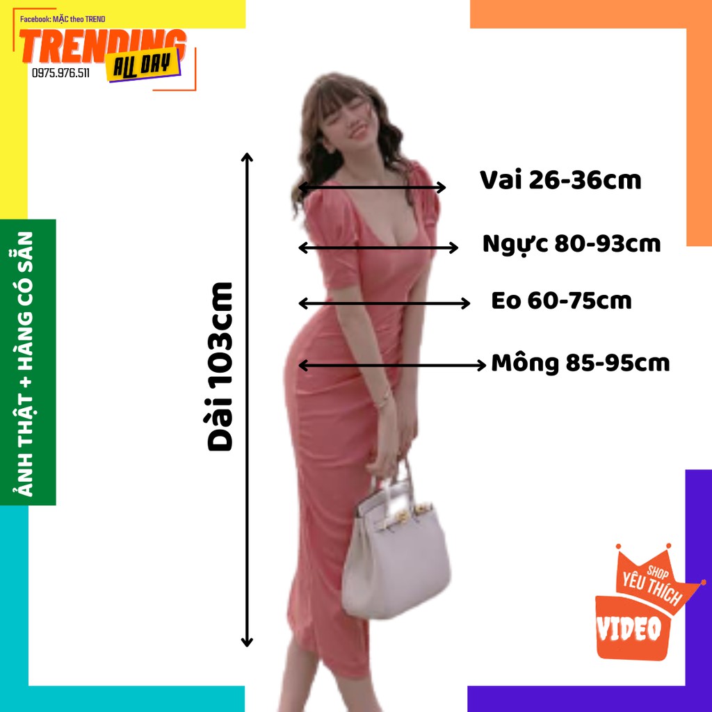 Đầm body dáng dài, đầm thiết kế cổ vuông tay phồng tôn dáng tôn da mặc bao chảnh bao sang | BigBuy360 - bigbuy360.vn