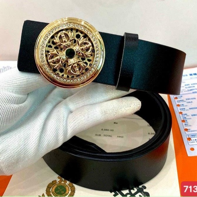 Thắt lưng nam dây nịt nam mặt đá hoạ tiết tròn xoay đính đá