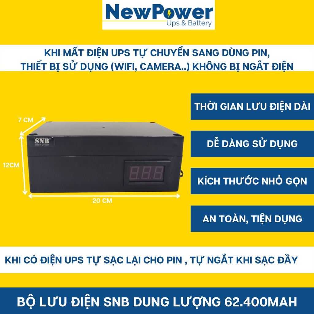 Bộ lưu điện gia đình 62.400mAh,nguồn dự phòng cho wifi,camera, sử dụng pin Lithium 12V-20.800mAh,BH 12 tháng, xuất xứ