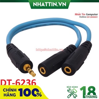 Cáp chia 2 cổng audio 3.5mm dài 20cm dtech dt-6236