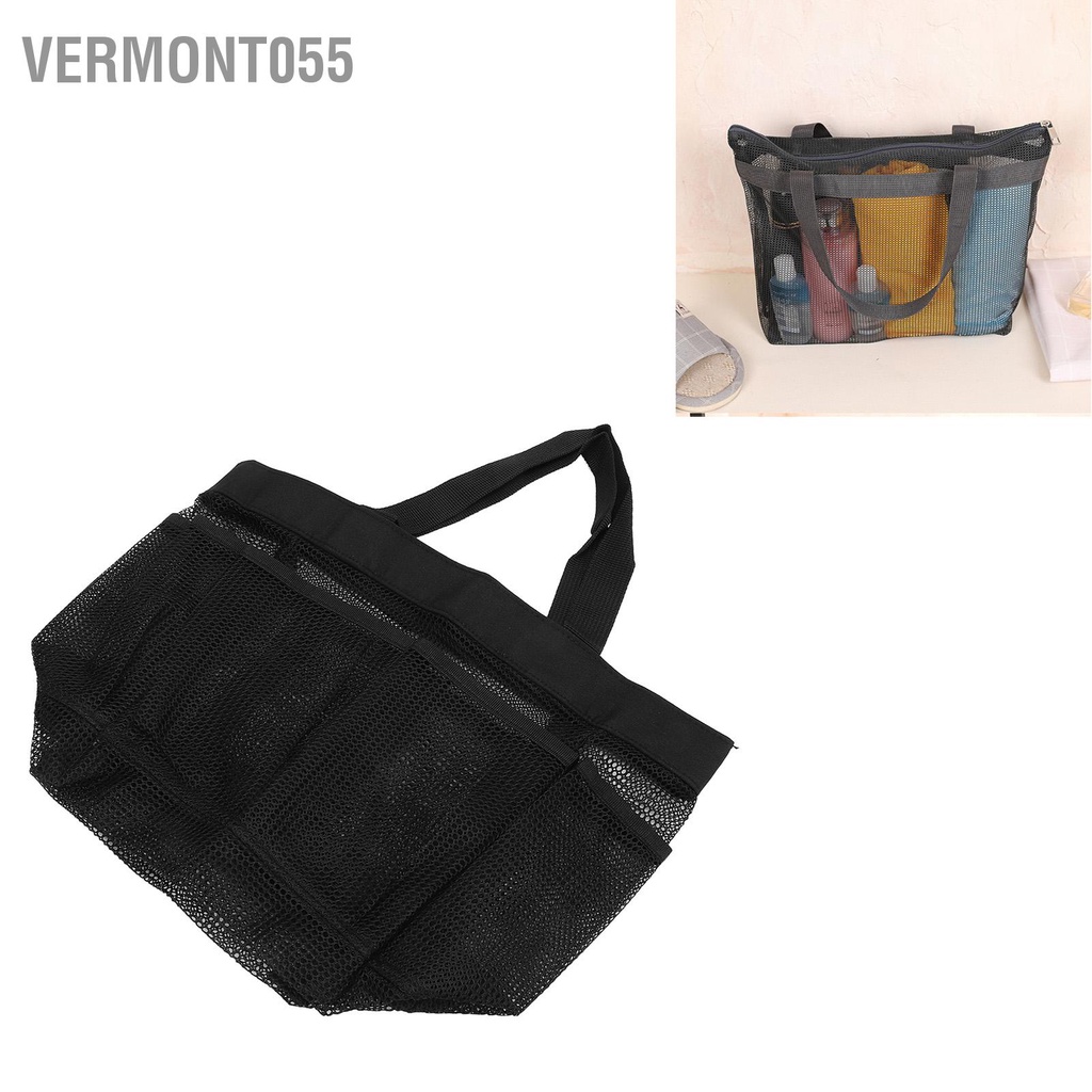 Vermont055 Túi xách tay đi biển trong mờ Đi vệ sinh tote để tắm Bơi màu đen