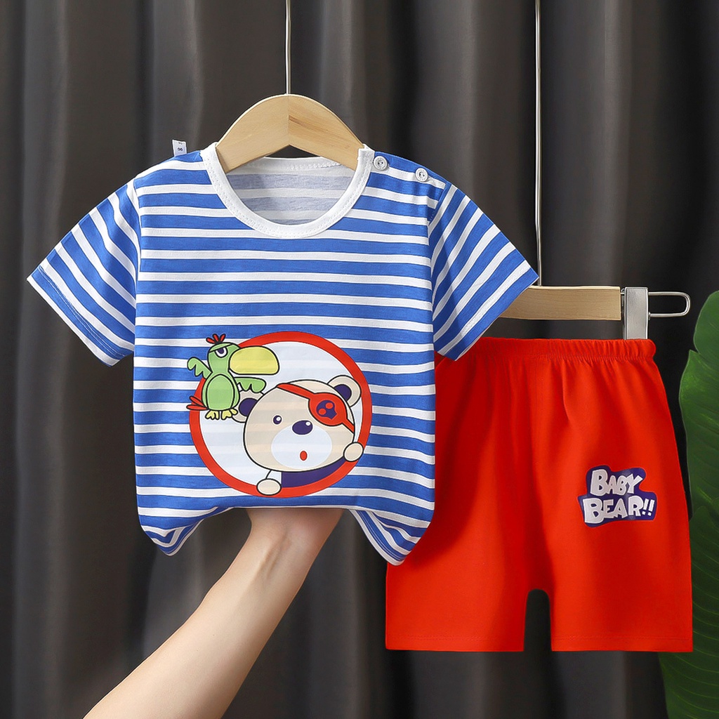 Áo Thun 100% Cotton Tay Ngắn Thoáng Khí Phong Cách Hàn Quốc Cho Bé Trai/Gái