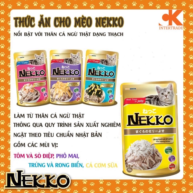 Pate NEKKO cho Mèo Gói 70g Đủ 28 Vị Jelly Gravy Kitten Nhập Khẩu Thái Lan