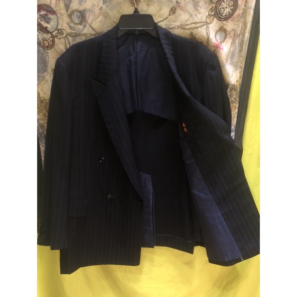 ❣️Áo Vest Blazer Nam Xanh Đen sọc 4 nút Lỗi lỗ bắp tay phải
