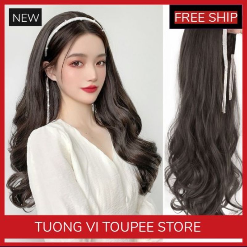 ( Hàng Chuẩn Mẫu)  Tóc Giả Cài Băng Đô Xoăn Chuỗi Hạt Dài Hot New 2021! (Đẹp Y Hình)