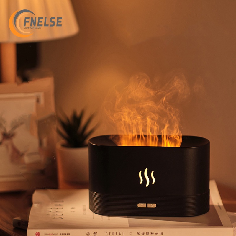 Máy khuếch tán tinh dầu FNELSE tạo độ ẩm không khí 180ml tạo hình ngọn lửa tiện dụng