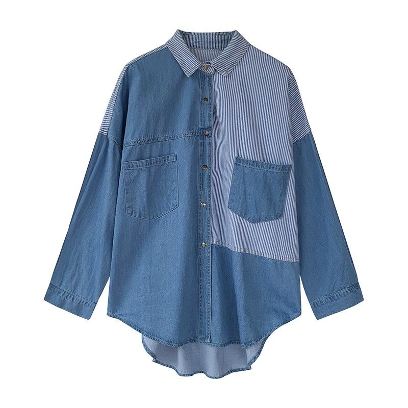 Áo Sơ Mi Denim Tay Dài Dáng Rộng Phong Cách Hàn Quốc Thời Trang Mùa Xuân 2022 Mới