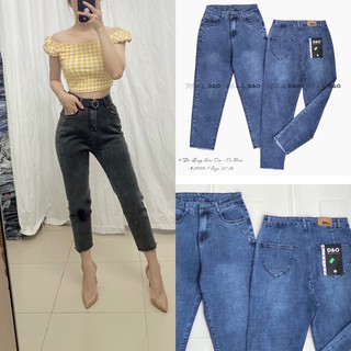 [Xanh Nhạt] Quần 9 Tấc Jeans Lưng Cao - Quần Cạp Cao Qua Rốn Nút Đinh - Co Giãn Mạnh