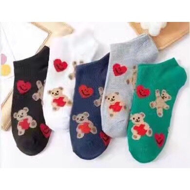 05 đôi tất Gấu Tim cổ ngắn (05 màu)