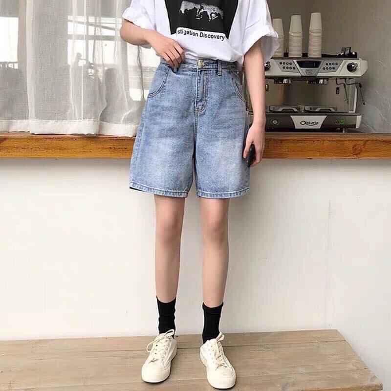 Quần Short Jeans Ngố Bò Nút Hông Và Các Mẫu Ullzzang Unisex
