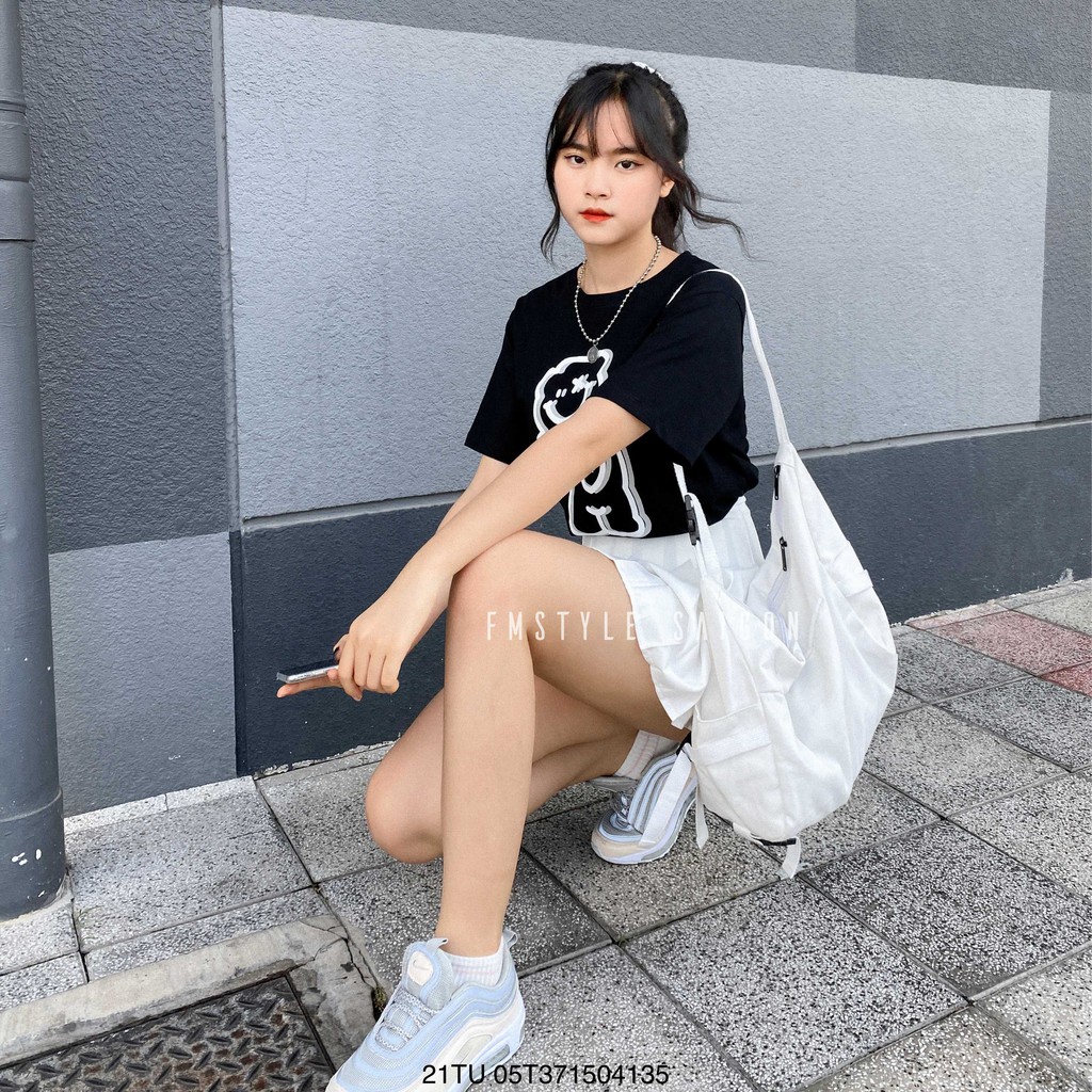 Áo thun tay ngắn in hình gấu cười ulzzang thời trang nữ Fmstyle Saigon 21TU05T371504 | BigBuy360 - bigbuy360.vn