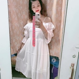 Váy 2 dây trễ vai nhiều tầng