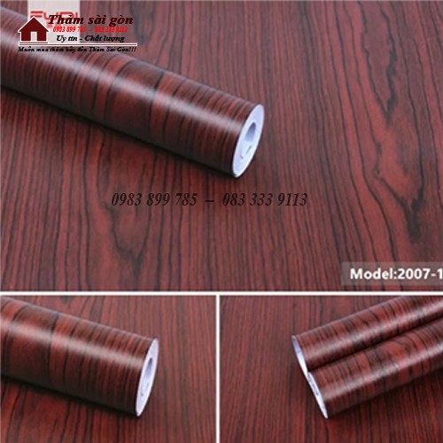 [60cm x 1m] Decal giấy dán tường giả ván nâu đỏ khổ 60cm keo sẵn