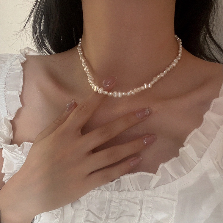 Vòng cổ ngọc nước ngọt hạt méo 18K