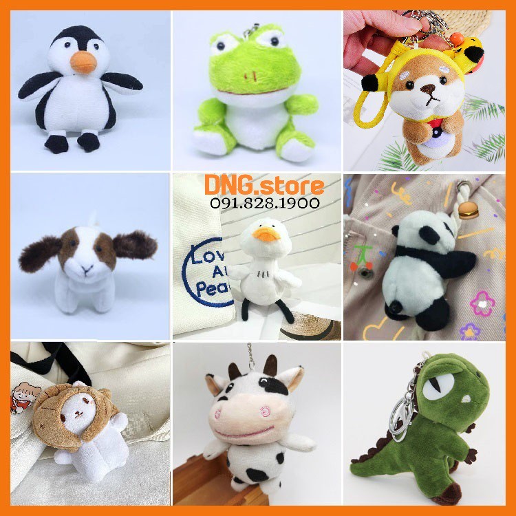 Móc khóa , Ghim cài hình thú nhồi bông đáng yêu PKGB04
