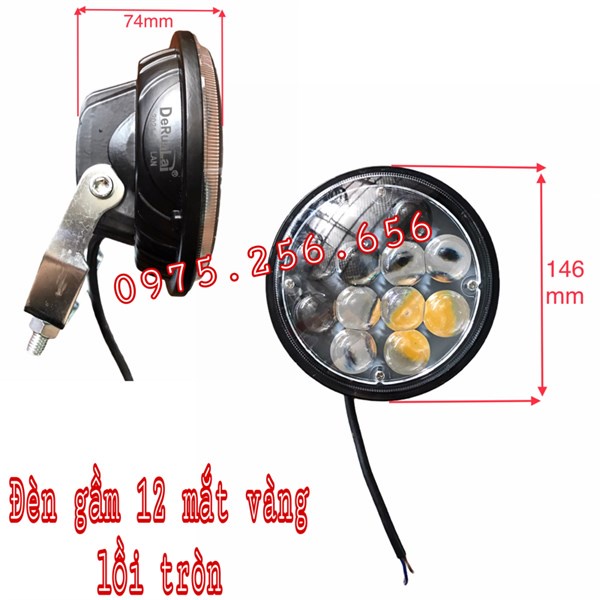 Đèn Gầm 12 mắt Vàng lồi tròn phụ tùng ô tô phụ tùng Hùng Lỳ