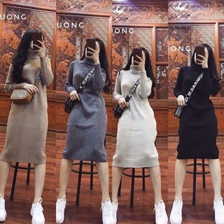 Váy len cổ lọ dáng dài