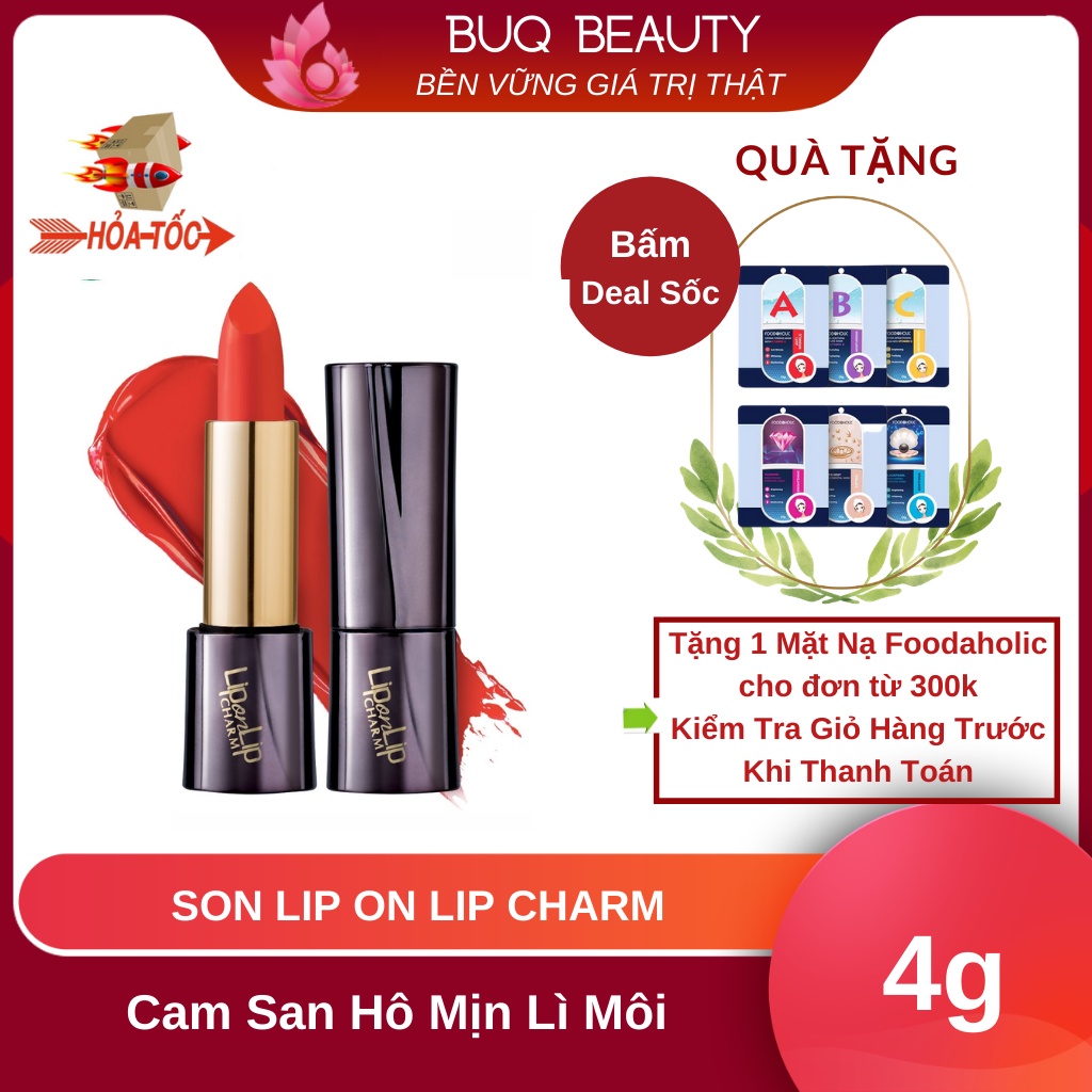 Son Lip On Lip Charm Collagen Màu Cam San Hô Mịn, Lì Môi