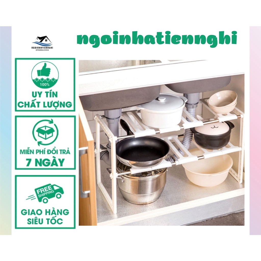 Giá để xoong nồi đồ dùng phòng bếp giầy dép đa năng 2 tầng tháo lắp dễ dàng