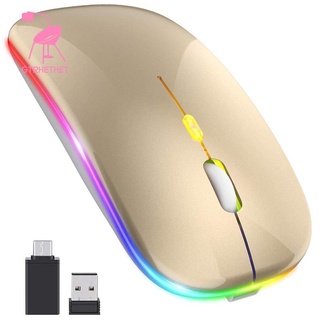 Chuột Quang Không Dây Usb & Type-C Có Đèn Led Màu Đen Cho Laptop / Macbook