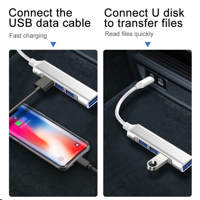 Đầu Chia Cổng mini USB 3.0 Type c / USB OTG PD 4 Trong 1 Cho Macbook Pro Laptop / Lenovo / XIAOMI / HUAWEI Điện Thoại