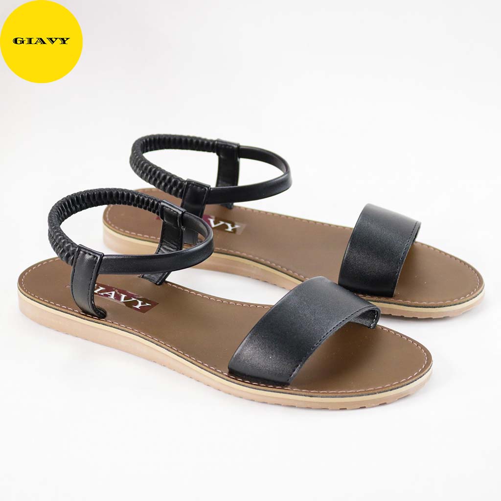 Giày sandal nữ quai ngang, kiểu trơn, thun hậu SU314 - GIAVY