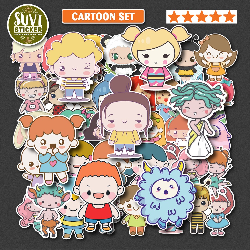 Sticker Hoạt Hình chống nước sticker dán laptop, điện thoại, đàn guitar, mũ bảo hiểm, vali. MSP: K06