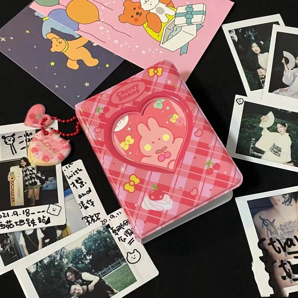 Album ảnh 3 inch có 40 trang đựng thẻ hình trái tim/gấu/thỏ/gấu đáng yêu