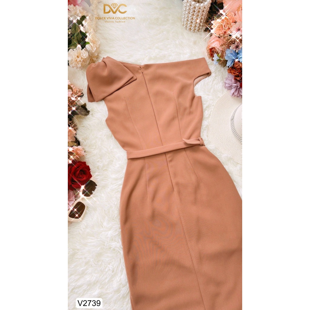 Váy nâu đai eo thiết kế cao cấp đi làm đi chơi đi du lịch V2739 - DVC