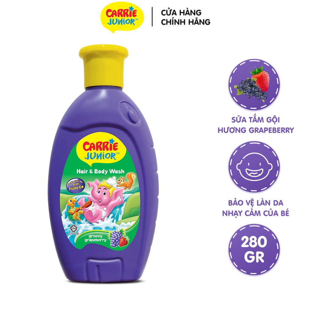 [GIFT] Sữa tắm Gội cho bé Carrie Junior hương Grapeberry 280g + Bút Màu