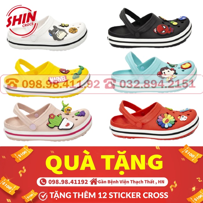 dép crossFREESHIPdép cross đế bánh mì bít đầu họa tiết nhiều màu hotrend BAN07 tặng thêm 12 sticker cross